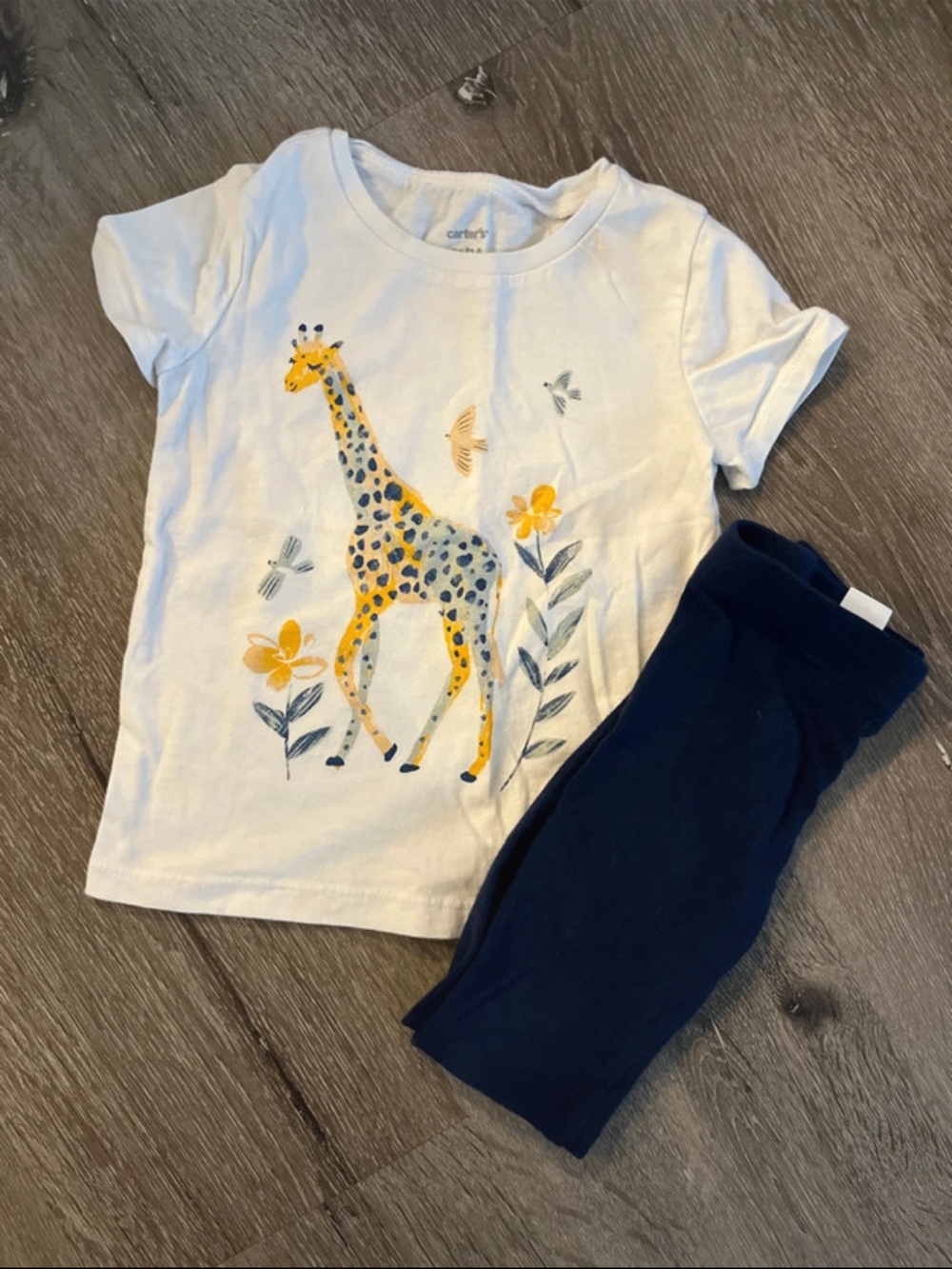 Carter's White Tee with Yellow & Blue Giraffe Graphic